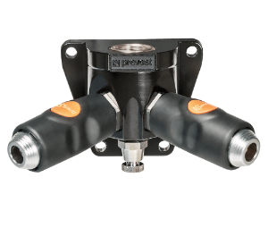 Prevost® BSI Female Thread Two Port Wall Bracket - Two Coupling and Drain