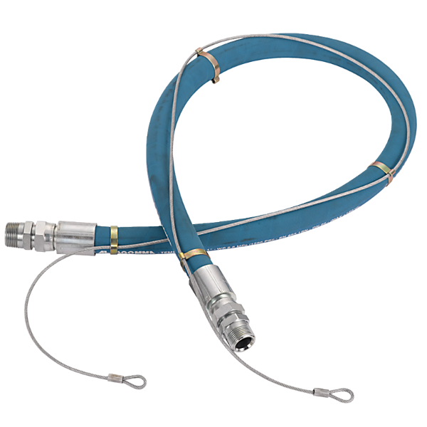 Prevost Male Swivel Connection Hose with Safety Cable